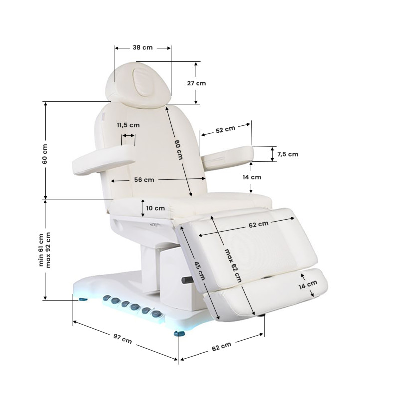 COSMETIC ELECTRIC CHAIR. AZZURRO 708B EXCLUSIVE 4 MOTOR HEATED