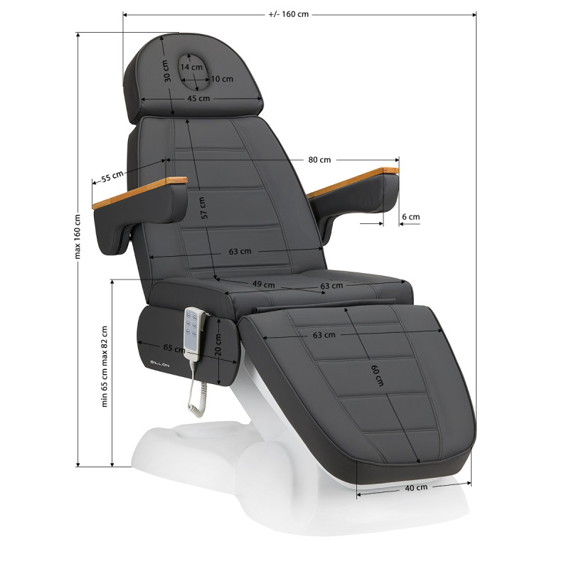 Electric cosmetic chair SILLON Lux 273b 3 actuators gray