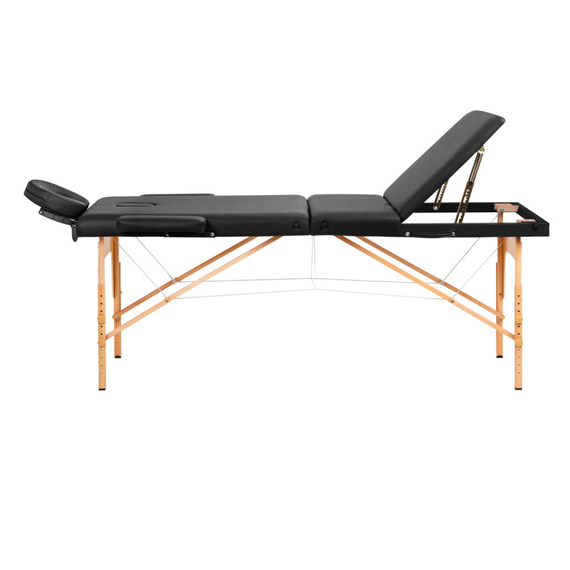 WOODEN FOLDING MASSAGE TABLE COMFORT ACTIVFIZJO LUX 3-SECTIONS 190X70 BLACK