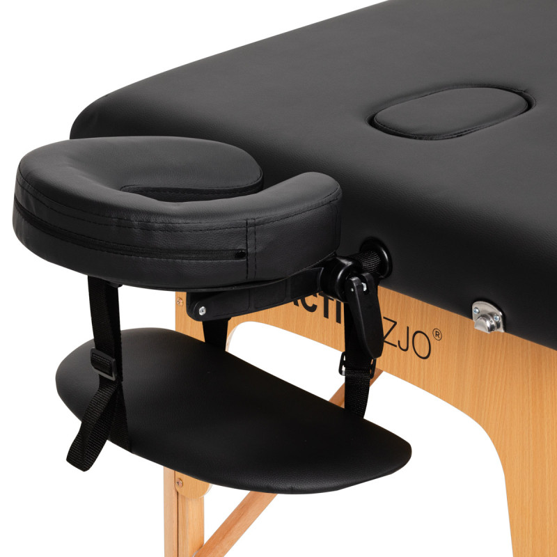 WOODEN FOLDING MASSAGE TABLE COMFORT ACTIVFIZJO LUX 3-SECTIONS 190X70 BLACK