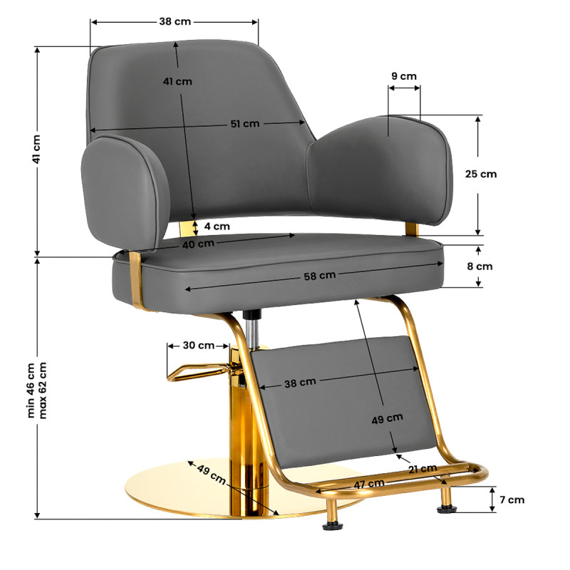Hairdressing chair Gabbiano Linz NQ Gold Gray