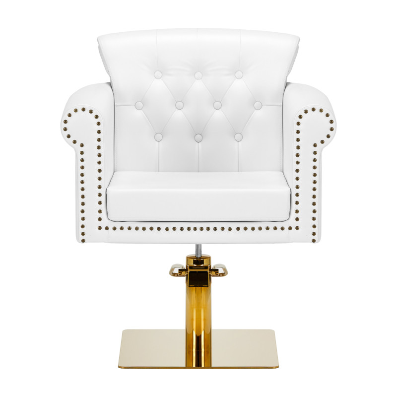 Gabbiano hairdressing chair Berlin white and gold