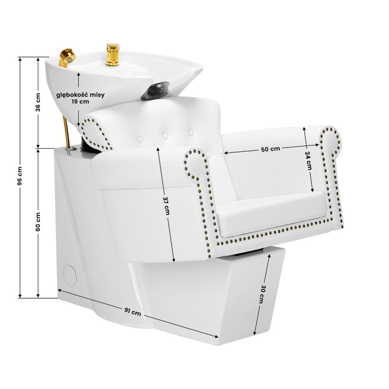 Gabbiano hairdressing wash unit Berlin gold white