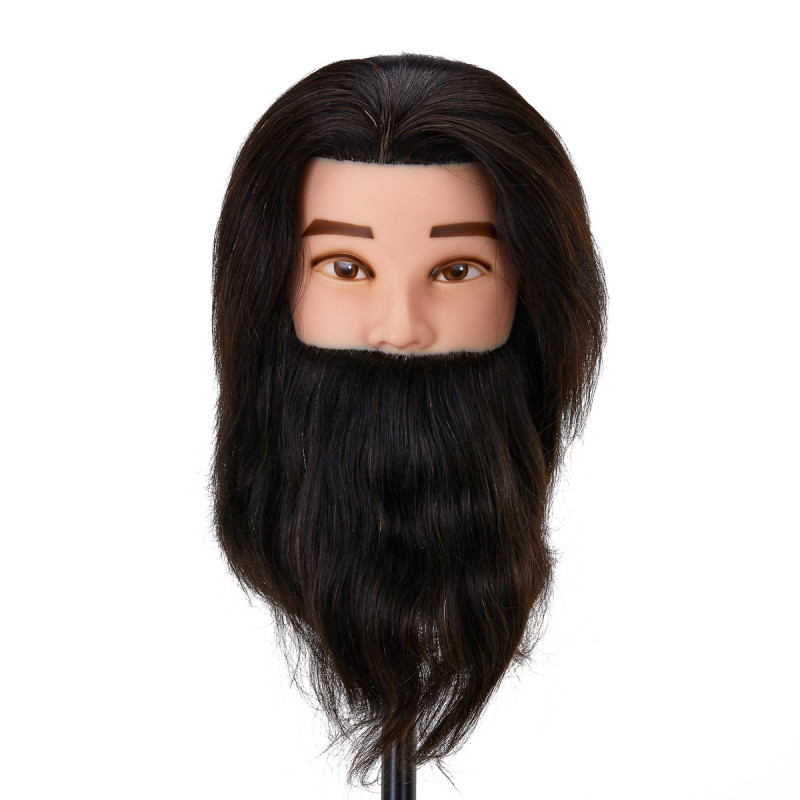 Gabbiano WZ4 training head with beard, natural hair, color 1, length 8"+6"