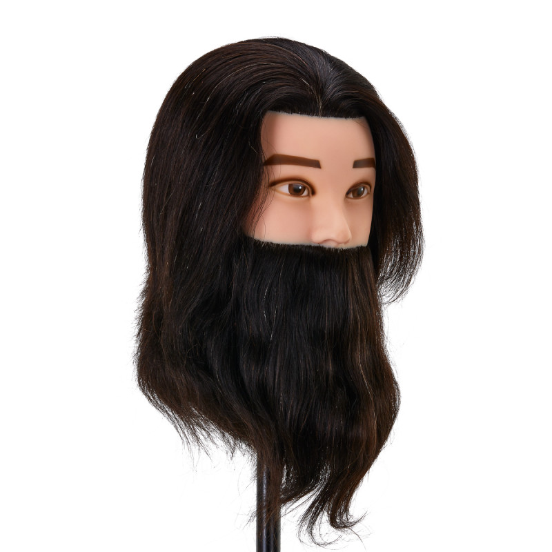 Gabbiano WZ4 training head with beard, natural hair, color 1, length 8"+6"