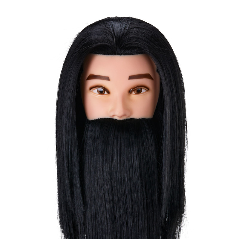 Gabbiano WZ4 training head with beard, synthetic hair, color 1, length 8"+6"