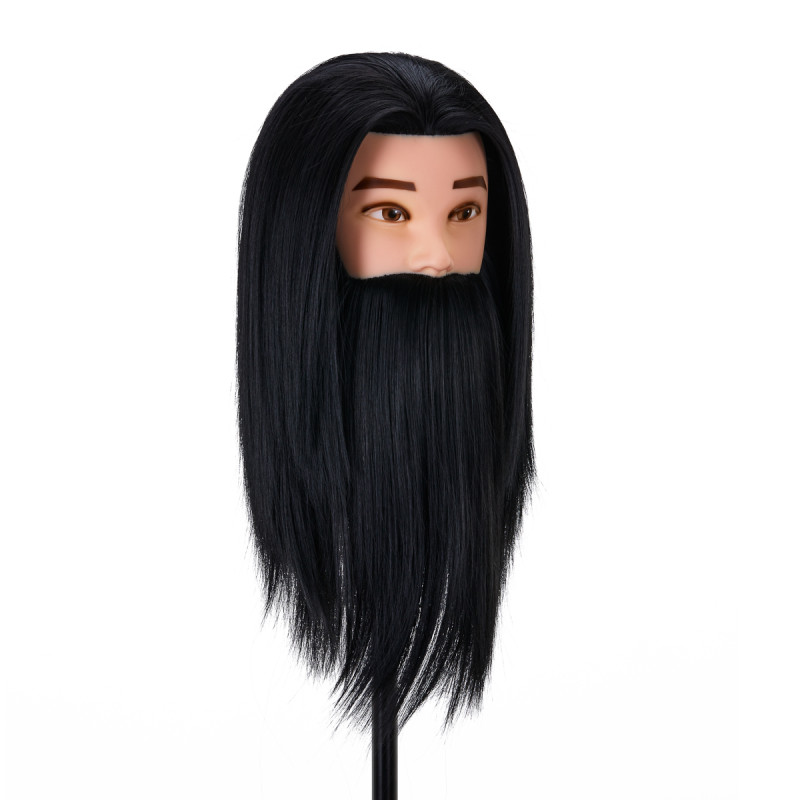 Gabbiano WZ4 training head with beard, synthetic hair, color 1, length 8"+6"
