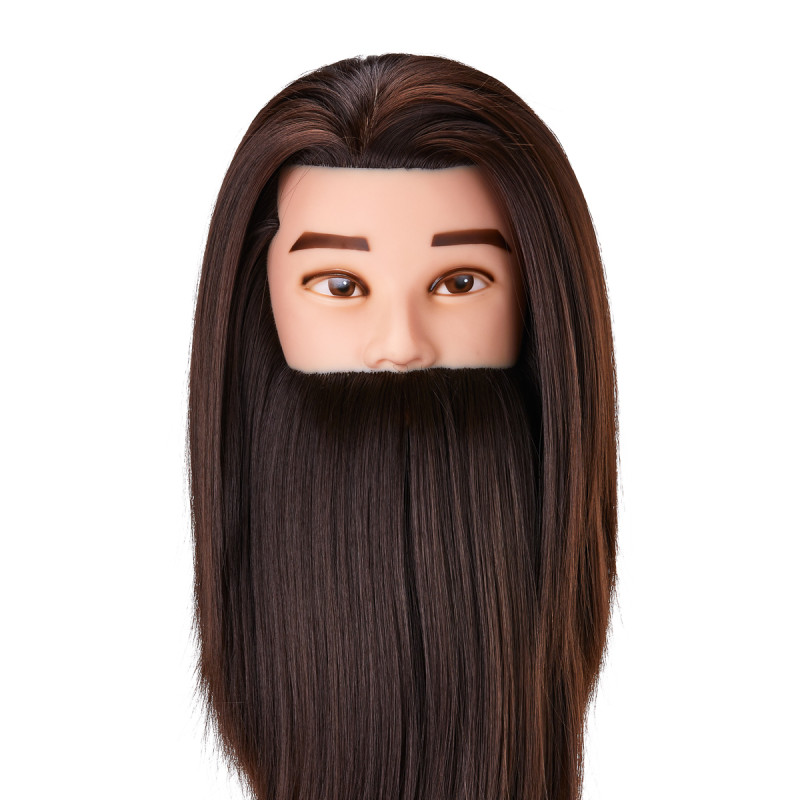 Gabbiano WZ4 training head with beard, synthetic hair, color 4, length 8"+6"