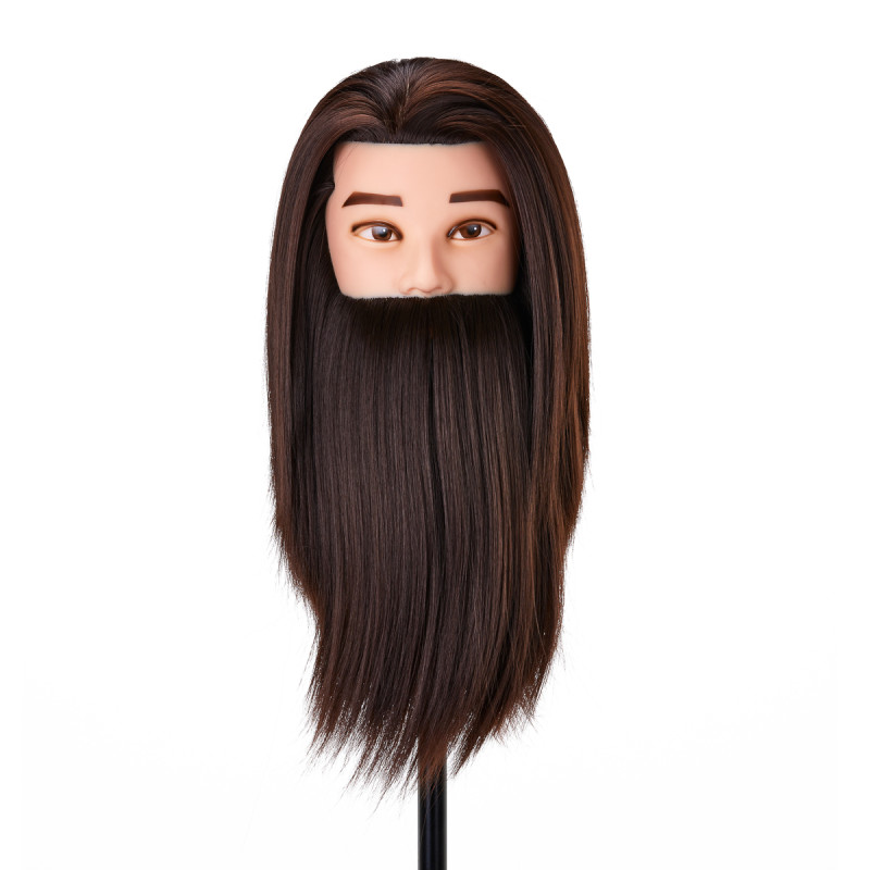 Gabbiano WZ4 training head with beard, synthetic hair, color 4, length 8"+6"