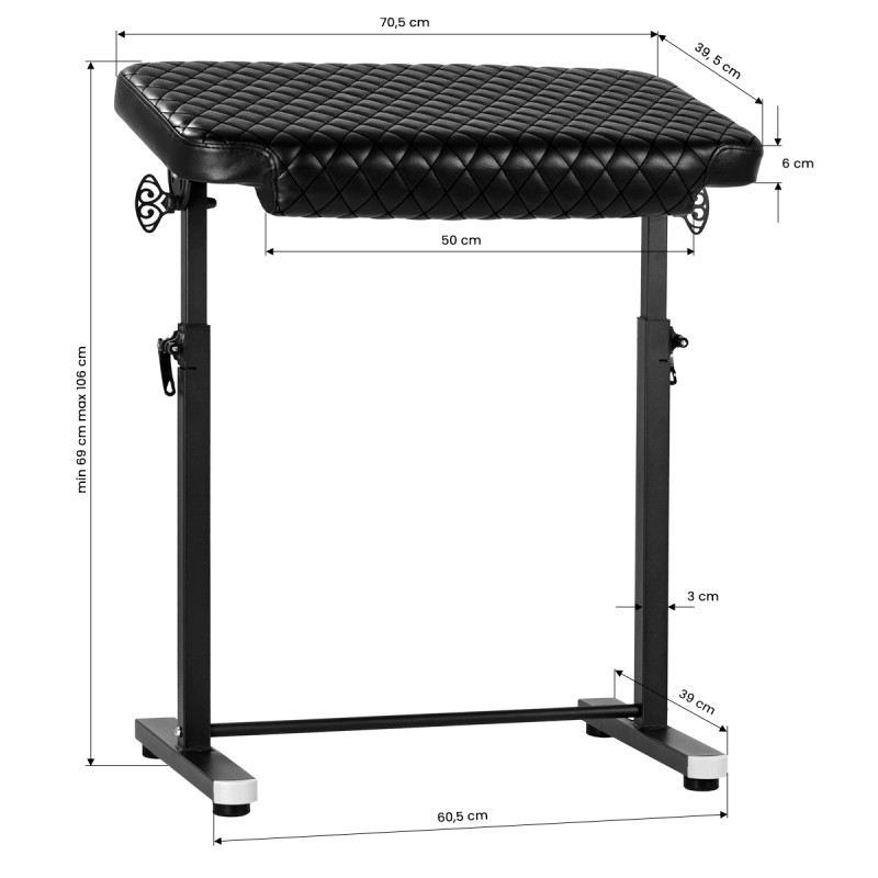 Pro Ink 718 Tattoo Armrest Black Quilted B