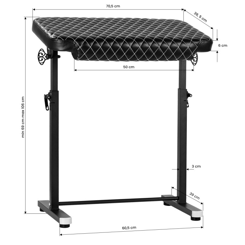 Pro Ink 718 Tattoo Armrest Black Quilted W