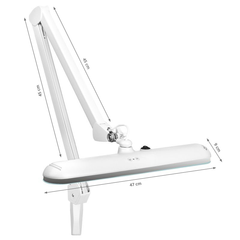 Elegant LED workshop lamp 801 l with a vice reg. white light intensity