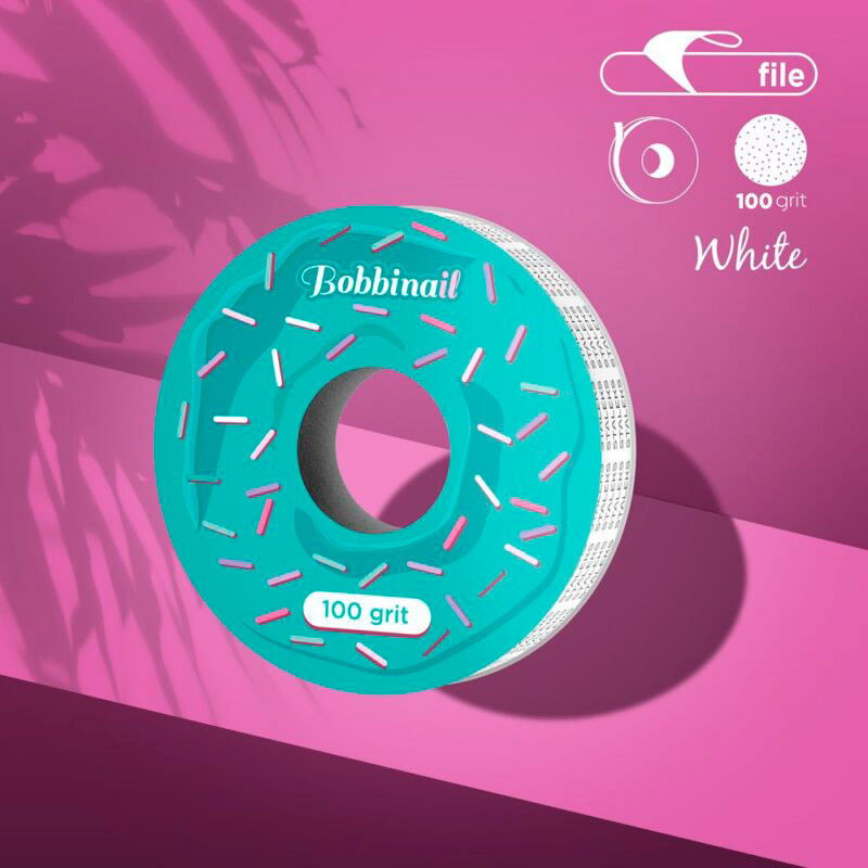 Disposable white abrasive tape Bobbinail STALEKS PRO EXPERT - 100 grit - 7 m - for the plastic case