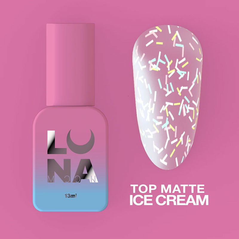 Top coat mate sin capa pegajosa – Lunamoon Top Matte Ice Cream – 13 ml