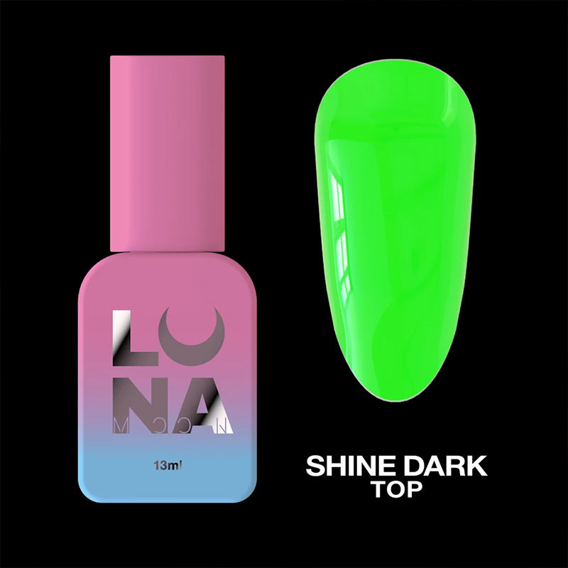 Top coat para esmalte en gel – Lunamoon Top Shine Dark Green – brilla en la oscuridad – 13 ml