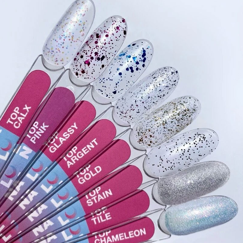 Top coat para esmalte en gel – Lunamoon Top Pink – sin capa pegajosa – 13 ml