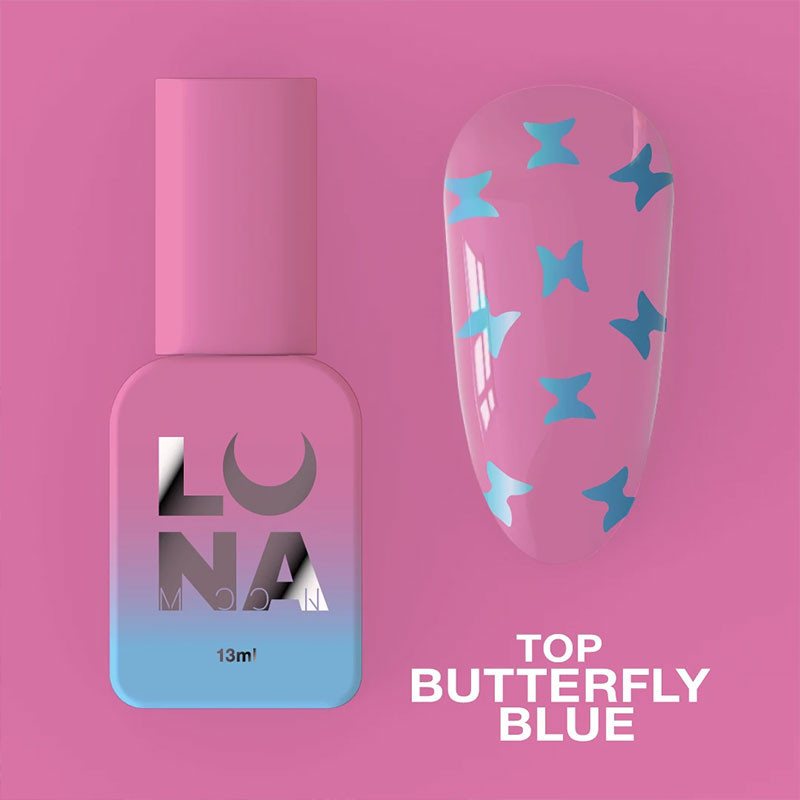 Top coat sin capa pegajosa – Lunamoon Top Butterfly Blue – 13 ml