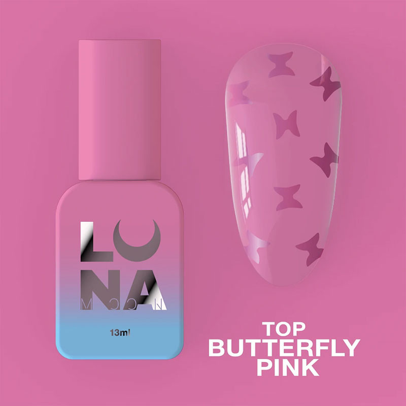 Top coat sin capa pegajosa – Lunamoon Top Butterfly Pink – 13 ml