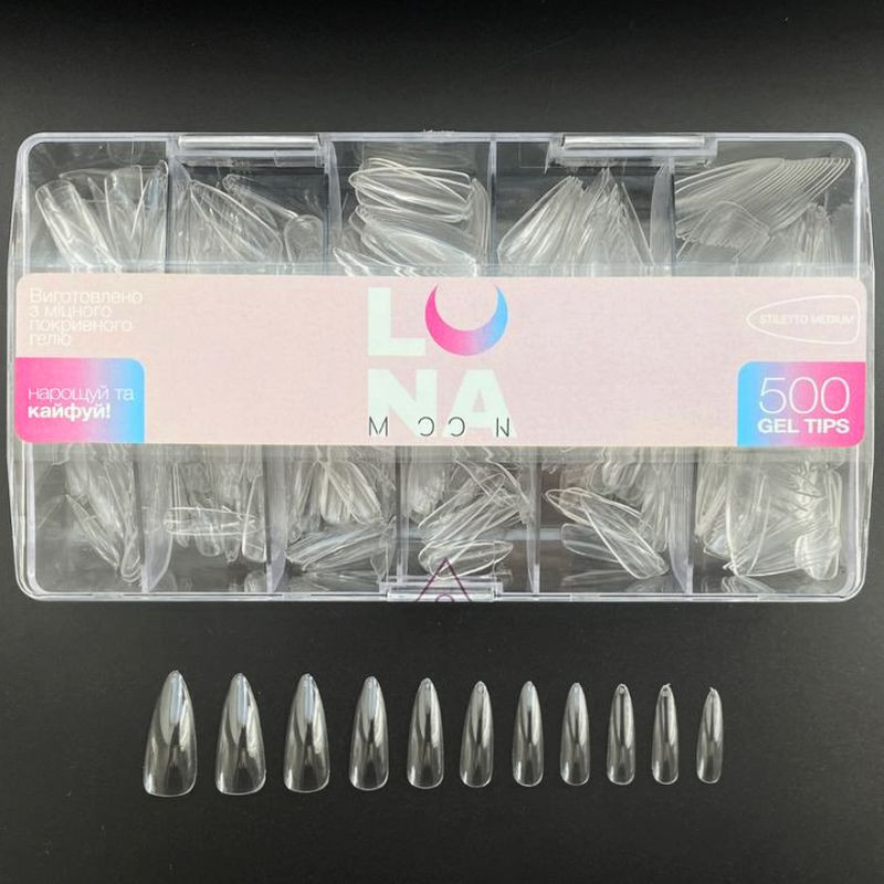 Tips de gel para uñas – LunaMoon Stiletto Medium – 500 uds