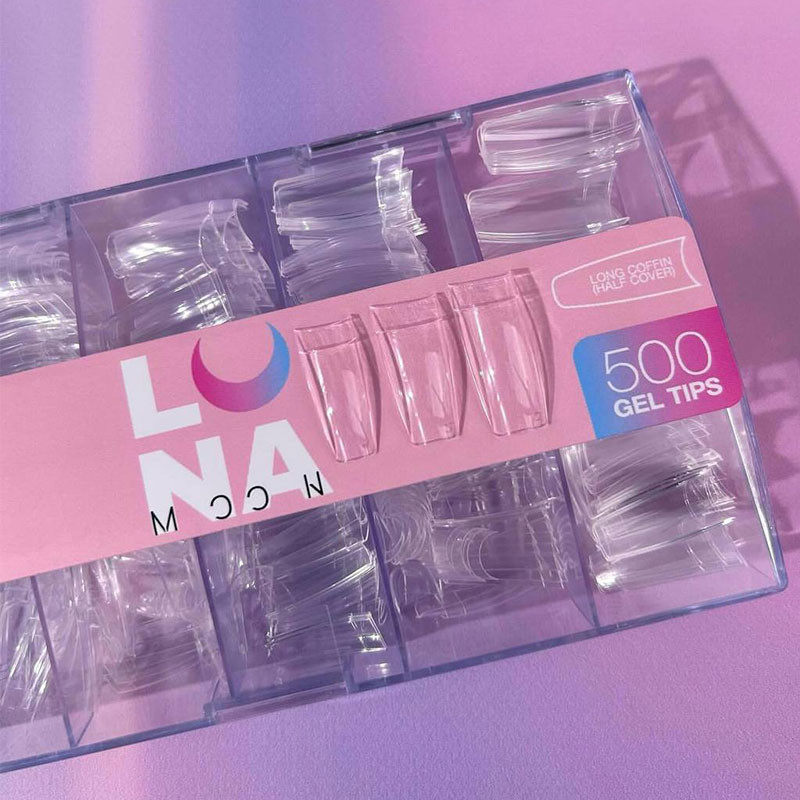 Tips de gel para uñas – LunaMoon Coffin Long (Half Cover) – 500 uds