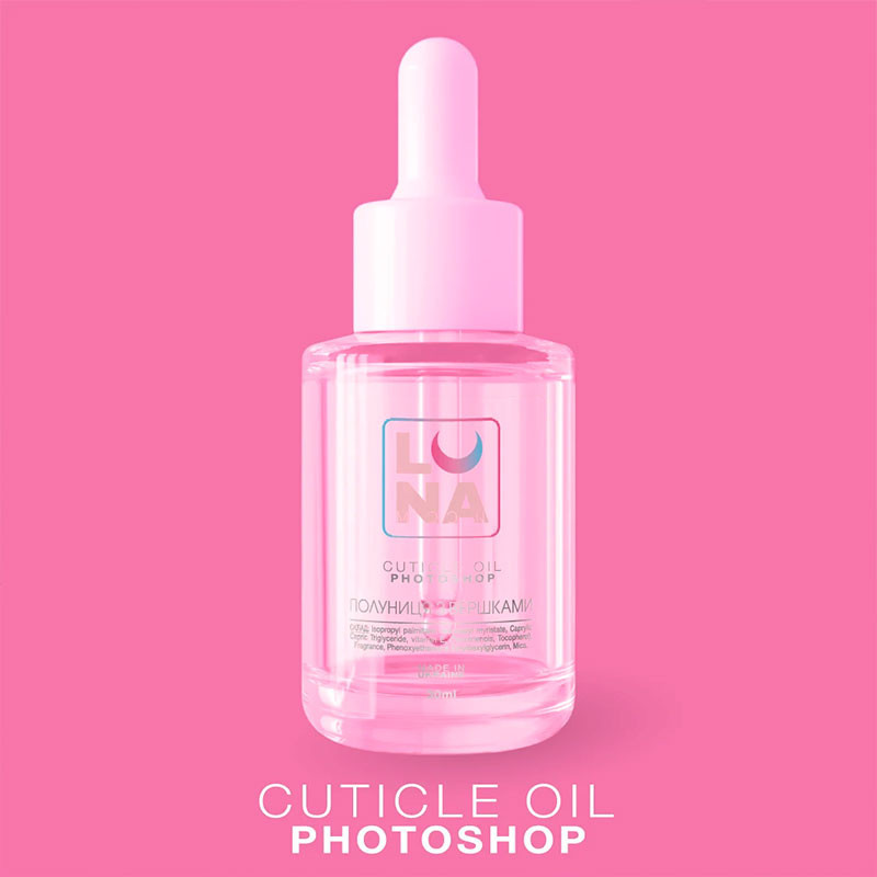 Trockenes Nagelhautöl Lunamoon mit Erdbeer- und Sahneduft PhotoShop - 30 ml