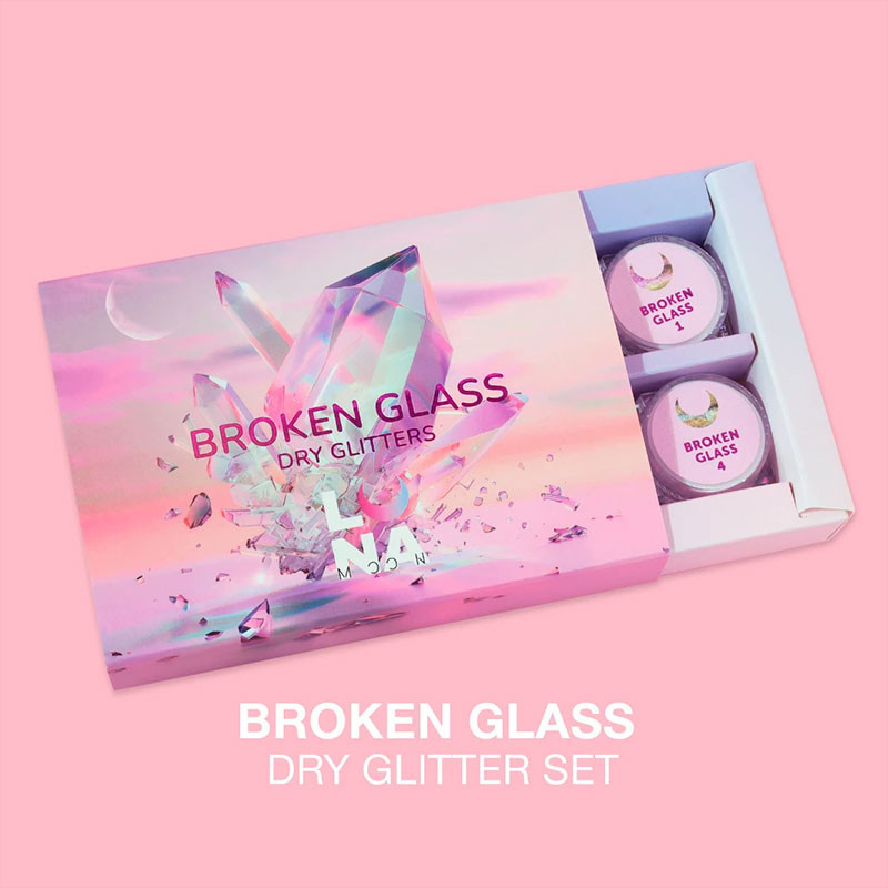 Set trockener Nagelglitter Lunamoon Broken Glass - 6 Stk