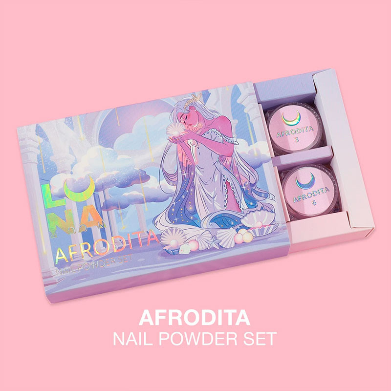 Set von Nagel-Puderpigmenten Lunamoon Afrodita - 6 Stk